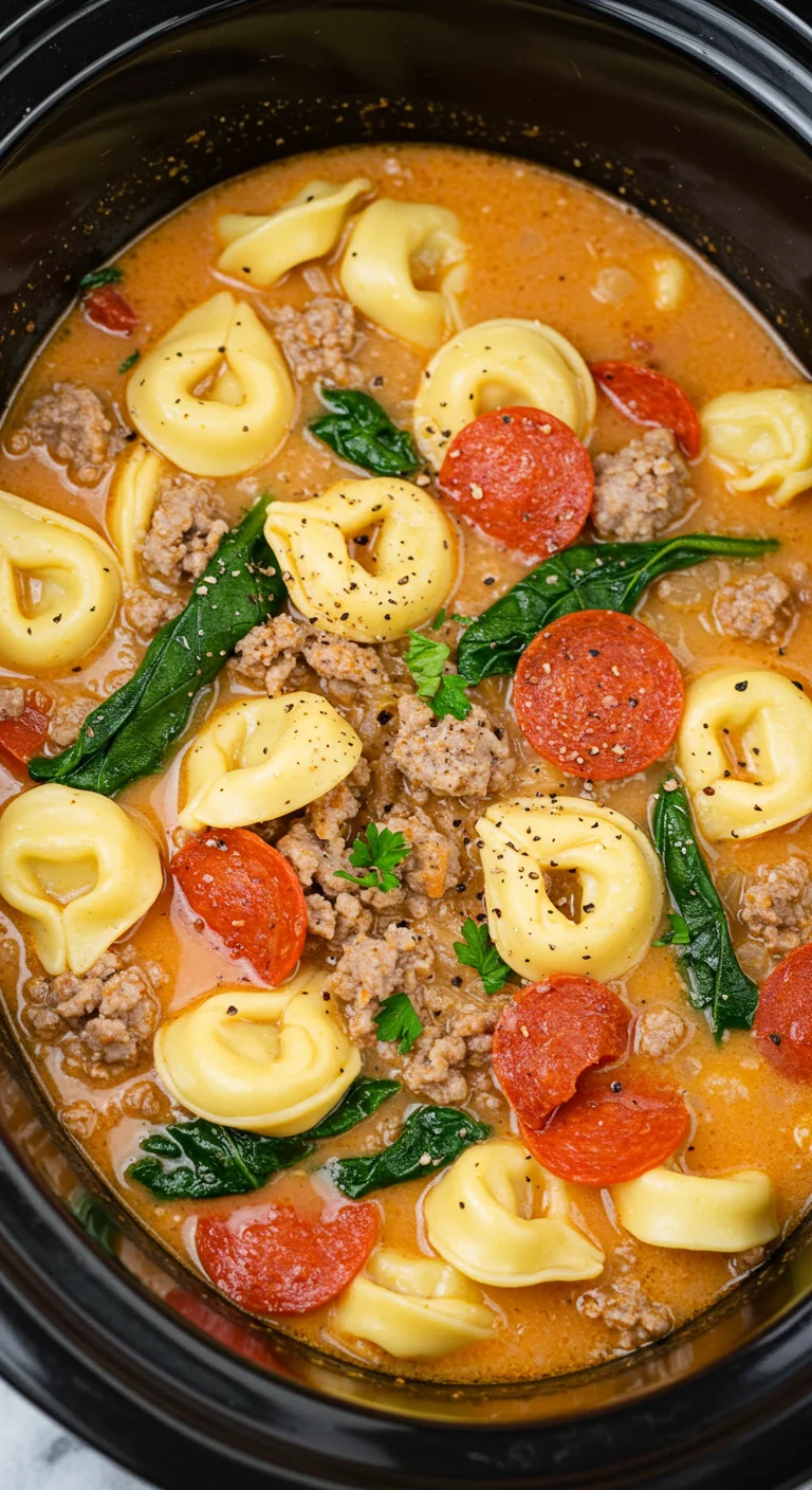 Slow Cooker Creamy Tortellini Soup