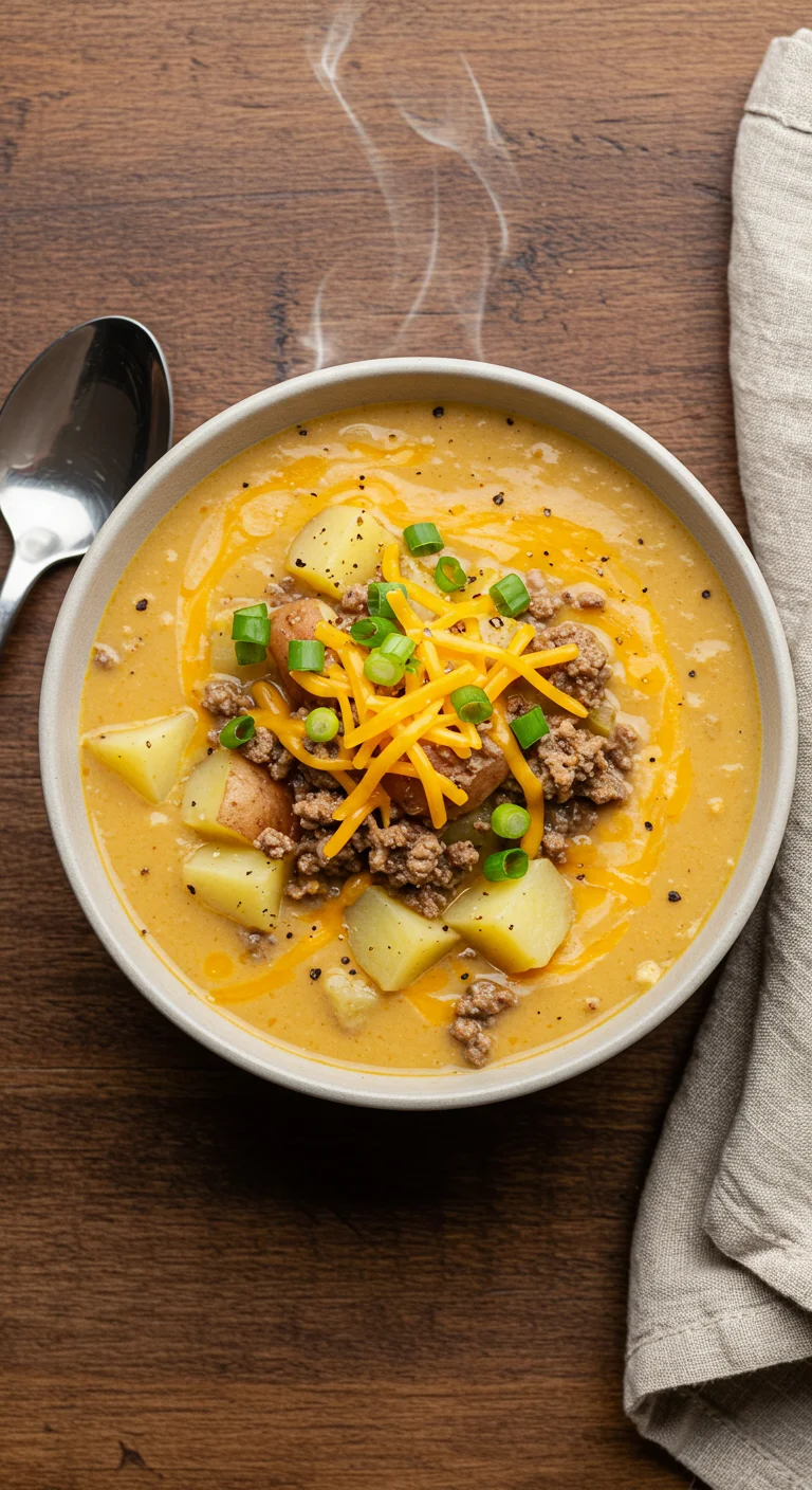 Cheesy Beef and Potato Soup