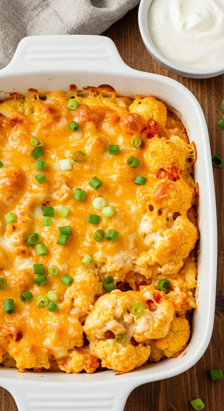 Buffalo Chicken Cauliflower Bake